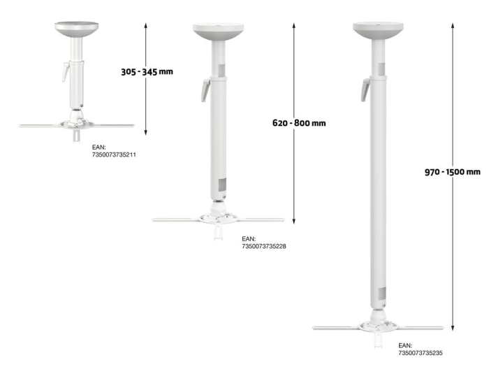 Suport videoproiector tavan 305-345mm, Multibrackets 5211,alb [4]