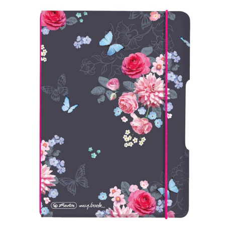 Rechizite - Caiet A6 si coperta plastic HERLITZ Ladylike Flowers My. Book Flex