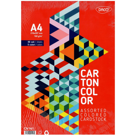 Hartie si Carton Colorat - Carton colorat A4 asortat DACO 160 g/mp
