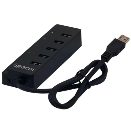 Accesorii Laptopuri - Hub USB, 4 porturi 3.0 si 1 port incarcare SPACER