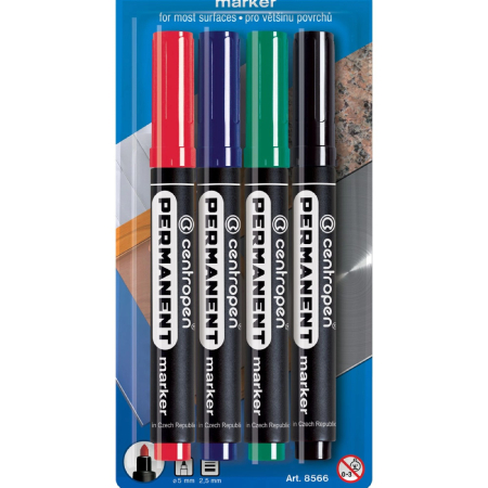 Linere si Markere - Marker permanent CENTROPEN 8566 4 buc./set