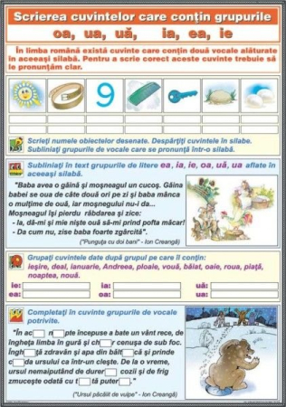 Scrierea corecta - Ortografierea grupurilor: i-a / ia şi i-au/iau \ Scrierea cuvintelor care conţin grupurile oa/ua/uă/ia/ea/ie (DUO)