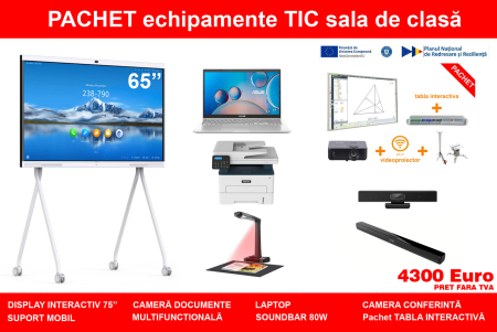 Oferta PNRR/PNRAS - Pachet echipamente TIC pentru sala de clasă display 65'' eligibil PNRR