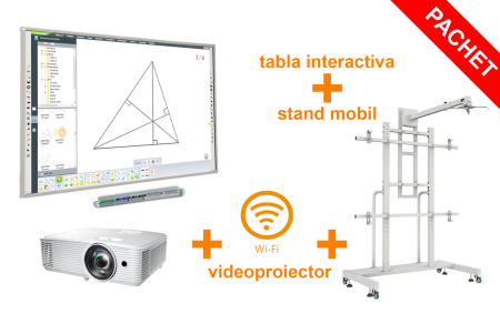 Table Interactive - Pachet Tabla Interactiva ProDidactica 100'' ,Video Proiector Short Throw, suport mobil, adaptor Wireless FullHD