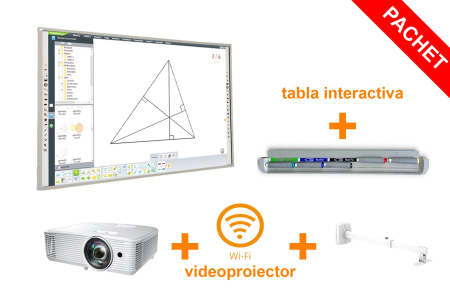 Table/Display-uri Interactive - Pachet Tabla Interactiva ProDidactica 100'' ,Video Proiector Short Throw, suport videoproeictor, adaptor Wireless FullHD