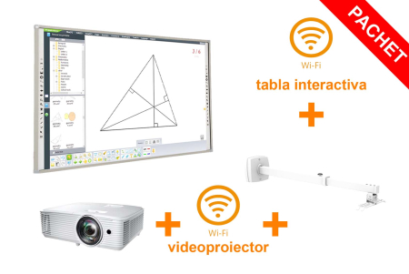 Table/Display-uri Interactive - Pachet Tabla Interactiva ProDidactica 101'' cu Wireless ,Video Proiector Short Throw, suport, WIFI