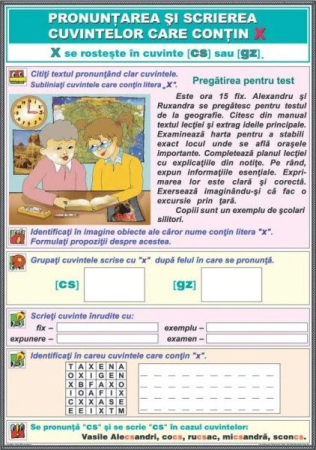 Scrierea corecta - Pronunţarea şi scrierea cuvintelor care conţin x \ Părţile principale de propoziţie. Propoziţia simplă (DUO)