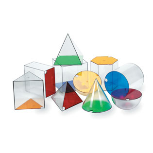 Figuri si corpuri geometrice - Blocuri mari transparente, 10 bucăți
