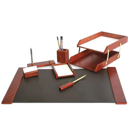 Birotica si Papetarie - Set de birou lux din lemn FORPUS 7 piese - bordo