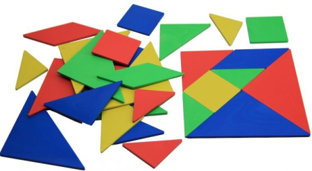 Materiale Didactice - Set Tangram (4 culori,28 piese)