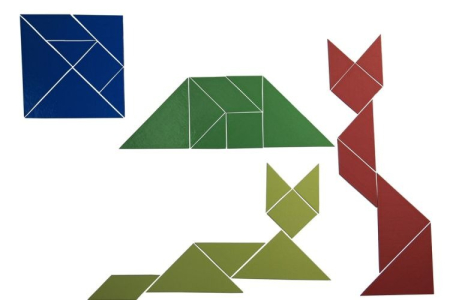 Materiale Didactice si Jocuri Prescolari - Set Tangram magnetic (28 piese)