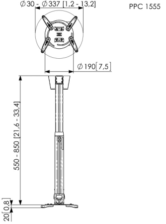 Suport tavan videoproiector Vogel's PPC1555, reglabil, max. 20 kg, alb [1]