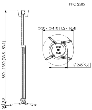 Suport tavan videoproiector Vogel's PPC2585, reglabil, max. 30 kg, argintiu [2]