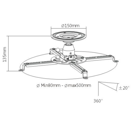 Suport universal videoproiector Blackmount PRB-16-04F, max.15 kg, Alb [1]