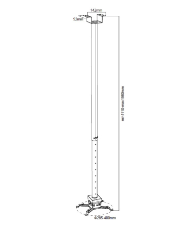 Suport videoproiector de tavan Blackmount CT-PRB-2L, dist. proiector-tavan: 111cm-198cm,10 kg, alb [2]