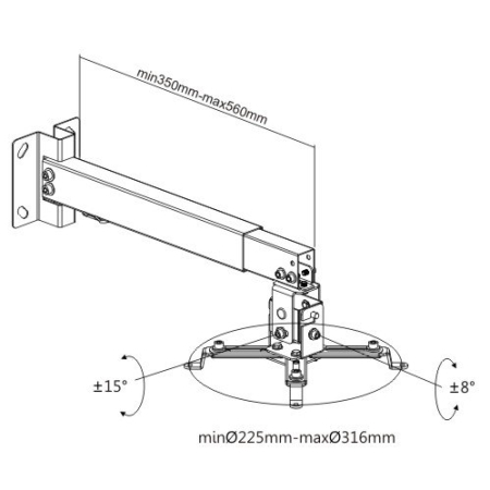 Suport videoproiector perete/tavan BlackMount WALL2, reglabil, max. 10kg, Alb [2]