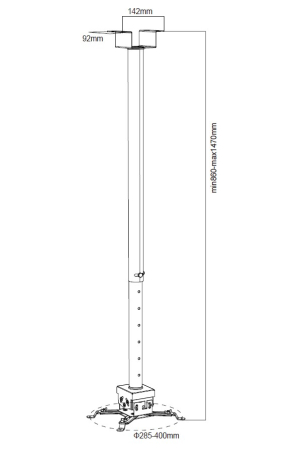 Suporti si Accesorii Videoproiectoare - Suport videoproiector tavan GATV3, reglabil 86-147 cm, max. 15 kg, alb