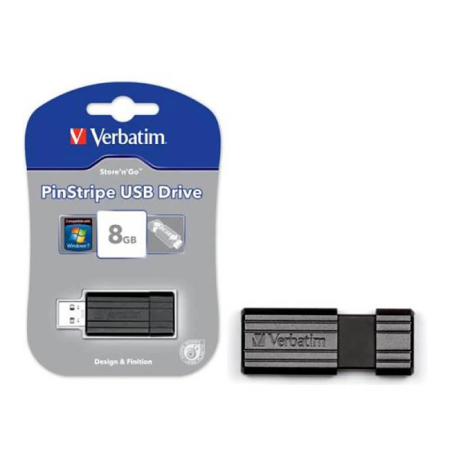Accesorii Laptopuri - USB Drive 8GB VERBATIM Store'n' Go Pinstripe 2.0