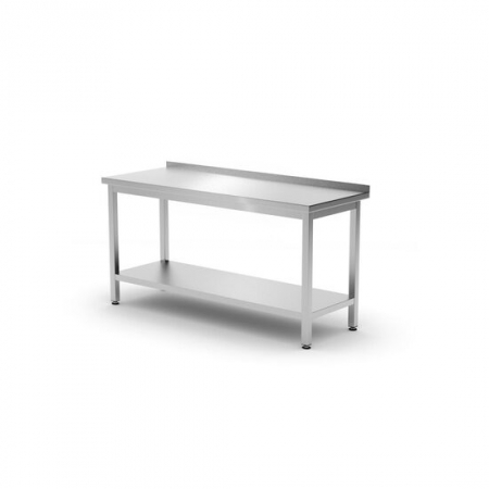 ECHIPAMENTE HORECA - Masa de lucru cu rebord si polita inferioara din otel inoxidabil 1800x700x850(h) mm - folosita