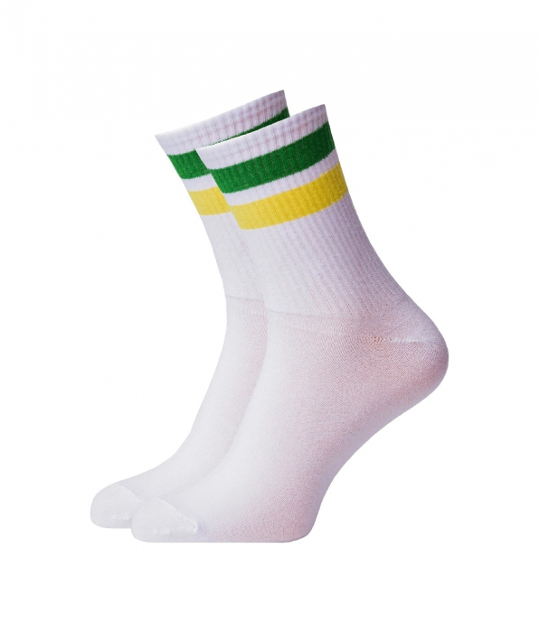 Sosete sport albe cu dungi si elastic lat [1]