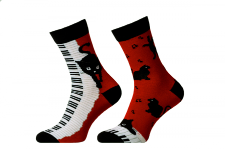 Sosete colorate - Sosete colorate desperecheate cu pisici-rosu