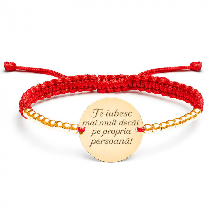 Bratara Argint cu bilute si snur impletit personalizata cu mesaj (17 mm) [8]