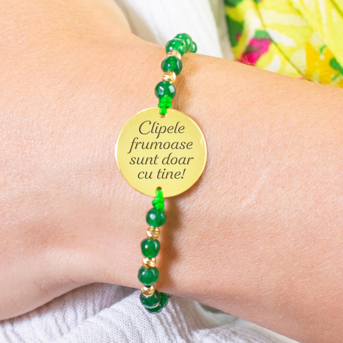 Bratara argint personalizata cu mesaj, mix jad (17 mm) [2]