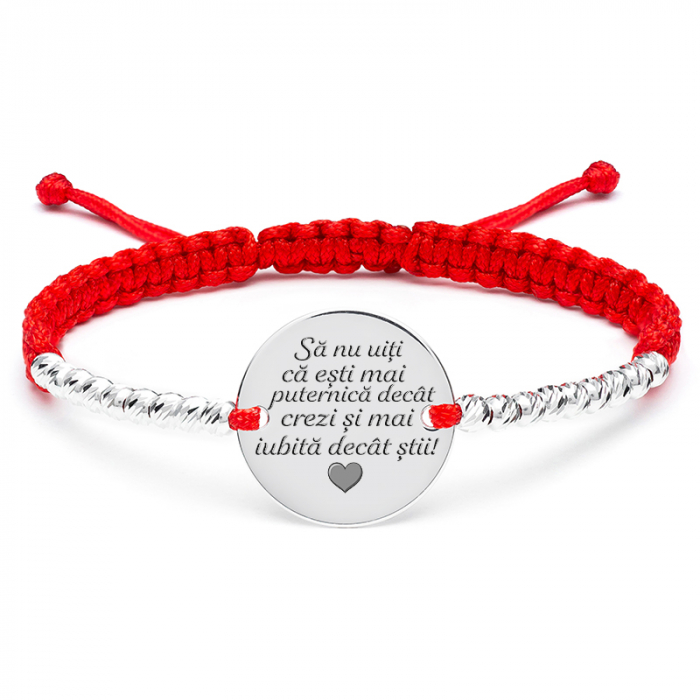 Bratara personalizata cu mesaj, snur impletit si bilute (inox) [5]