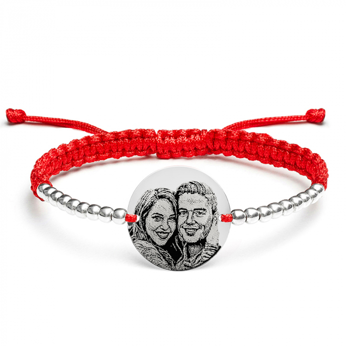 Bratara personalizata cu poza, snur impletit si bilute inox (19 mm) [5]