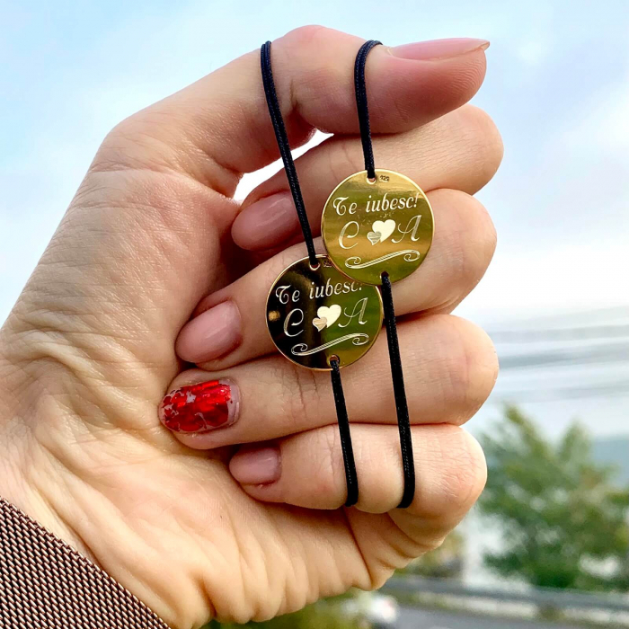 Bratara Argint snur si banut 17 mm personalizata cu mesaj [3]