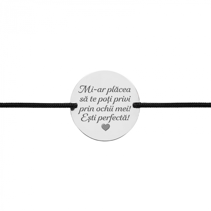 Bratara Argint snur si banut 17 mm personalizata cu mesaj [2]