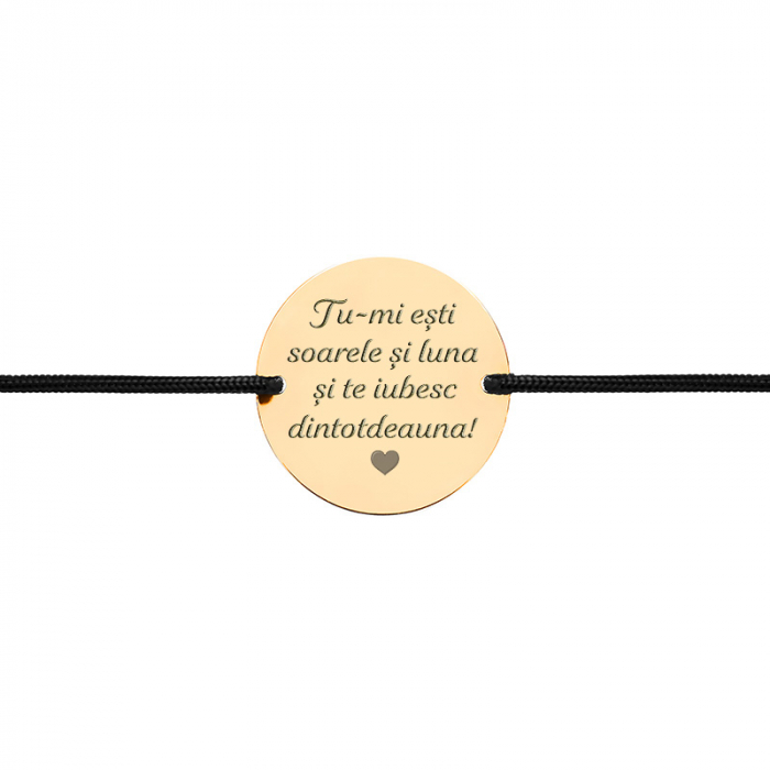 Bratara Argint snur si banut 17 mm personalizata cu mesaj [2]