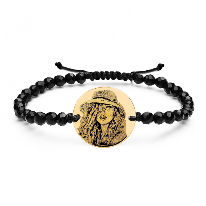 Bratara cu Banut Personalizat cu Poza si Snur Onix Fatetat (17 mm) [2]
