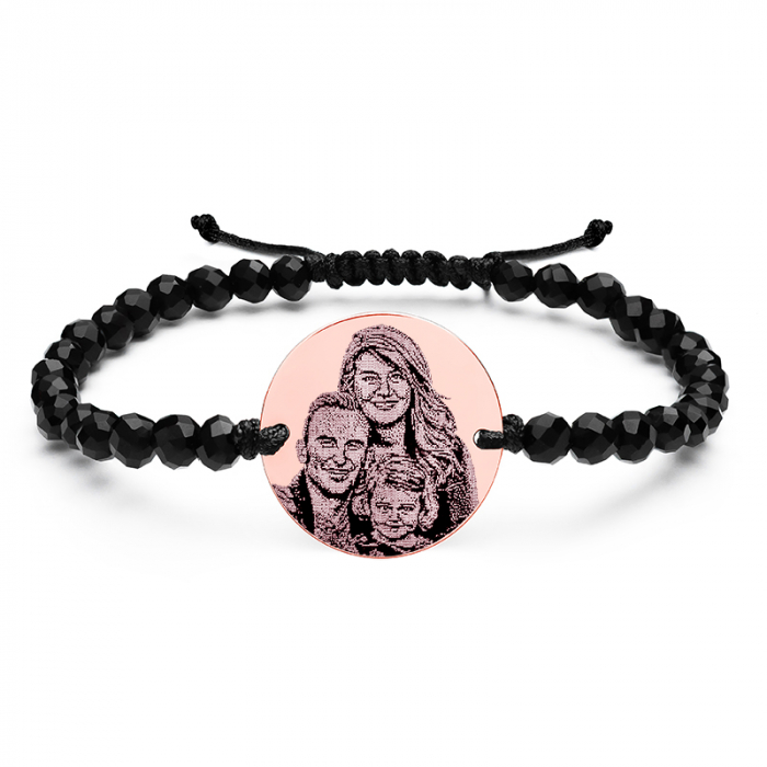 Bratara cu Banut Personalizat cu Poza si Snur Onix Fatetat (17 mm) [2]