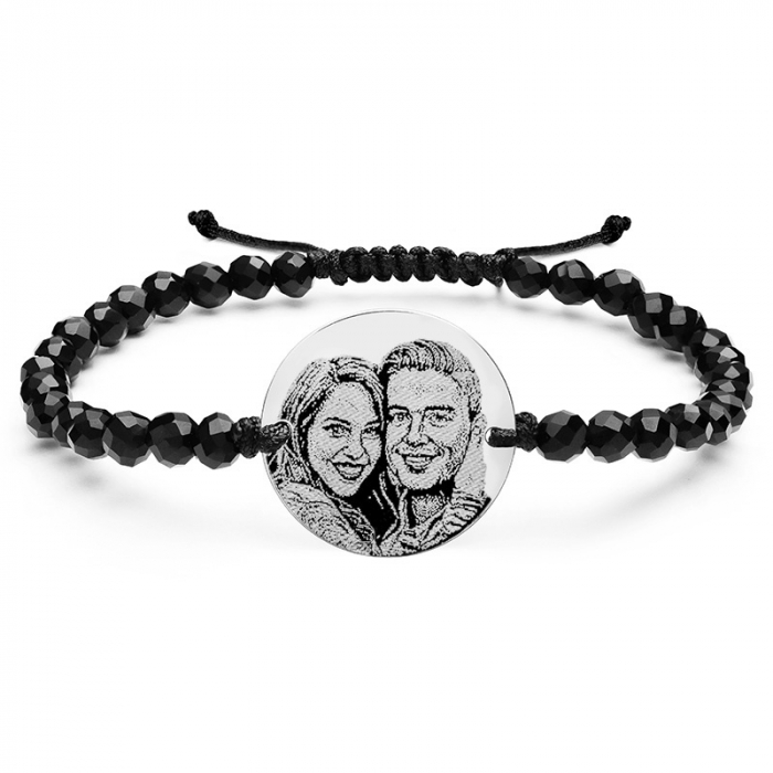 Bratara cu Banut Personalizat cu Poza si Snur Onix Fatetat [7]