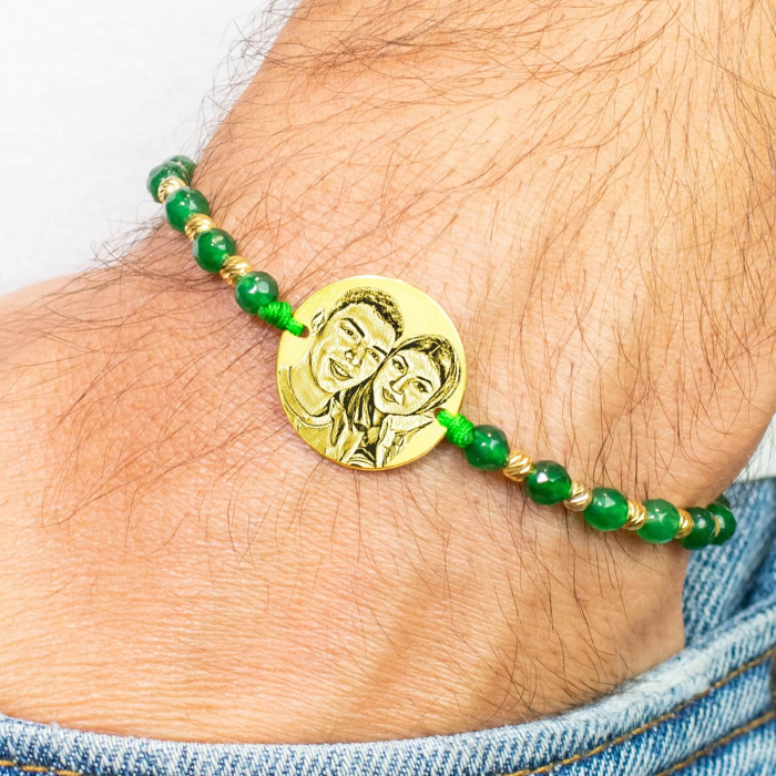 Bratara  personalizata cu poza, mix jad (19 mm) [2]