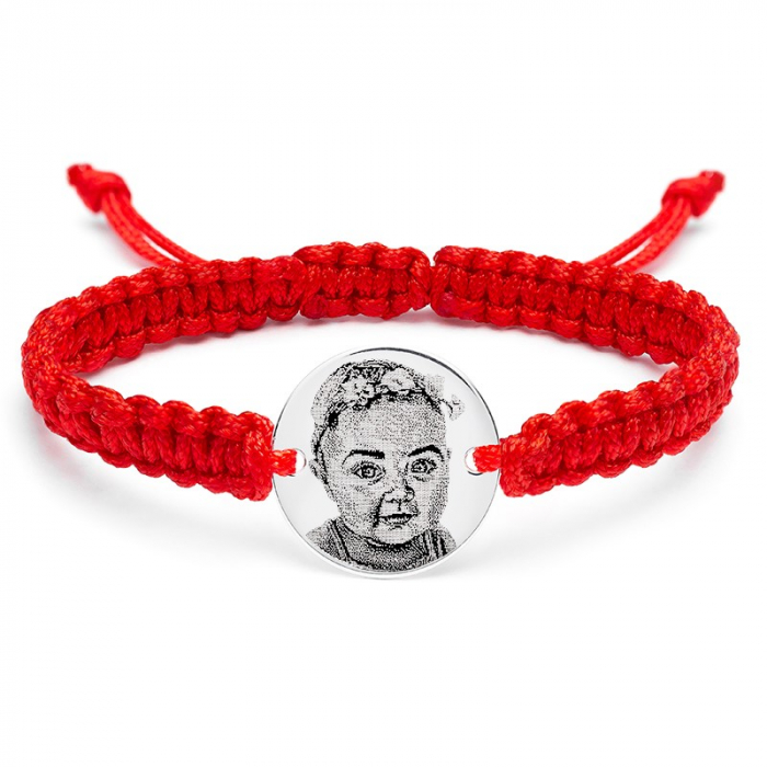 Bratara copii Argint snur impletit si banut personalizata cu poza (14.5 mm) [1]