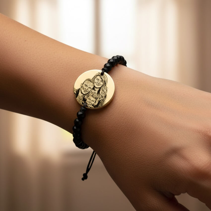 Bratara cu Banut Personalizat cu Poza si Snur Onix Fatetat [2]