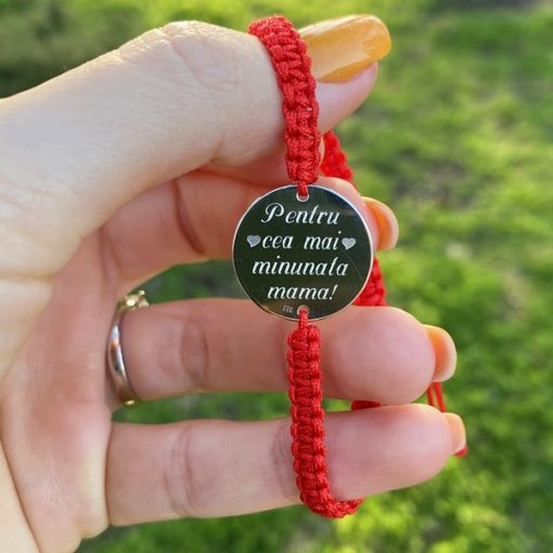 Bratara Snur cu Nume si Banut Personalizat Argint Premium [3]