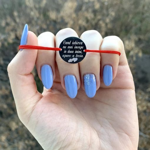 Bratara Argint snur si banut 17 mm personalizata cu mesaj [6]