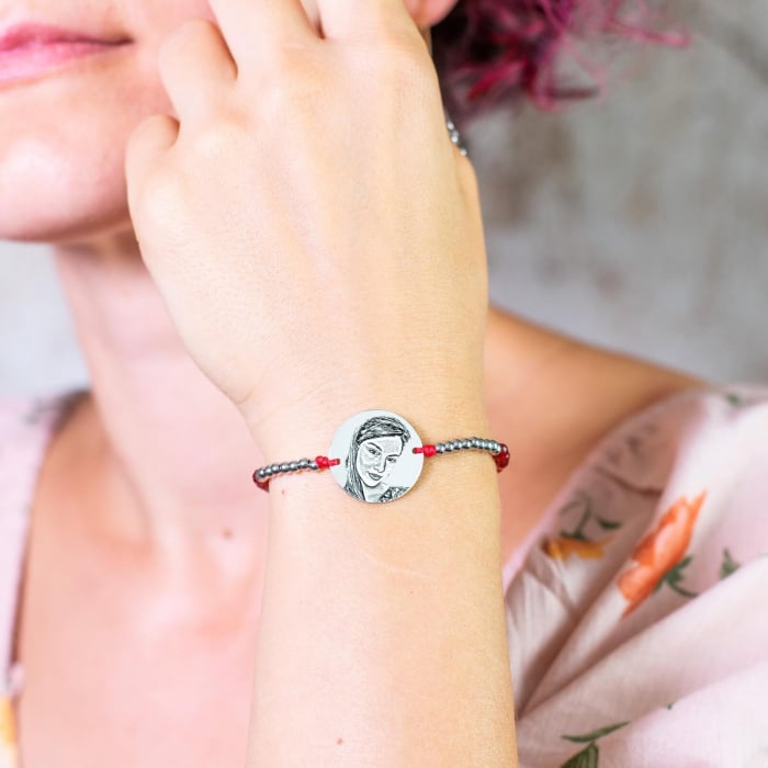 Bratara dama personalizata cu poza, bilute jad si Argint (17 mm) [3]