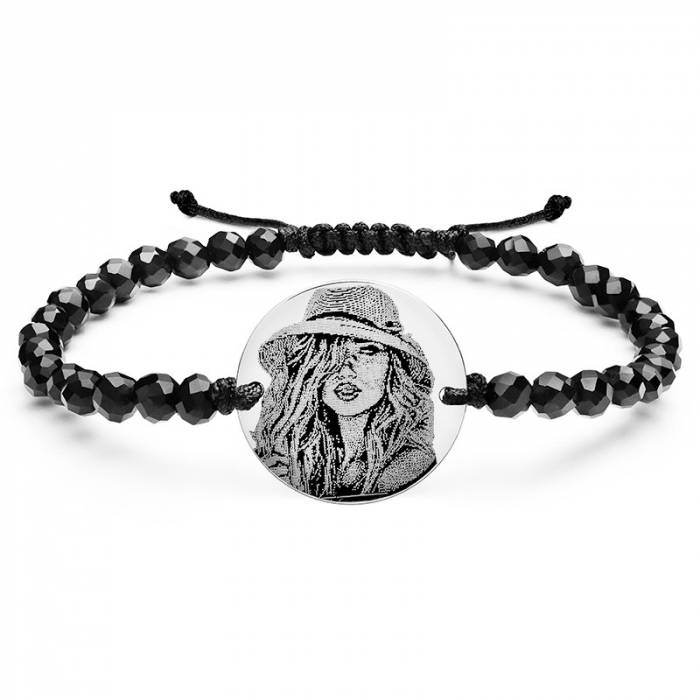 Bratara personalizata cu poza si bilute onix – Inox [2]