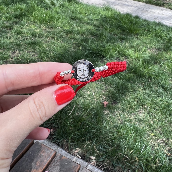 Bratara Snur Banut Argint cu Bilute Personalizat cu Gravura Foto [2]