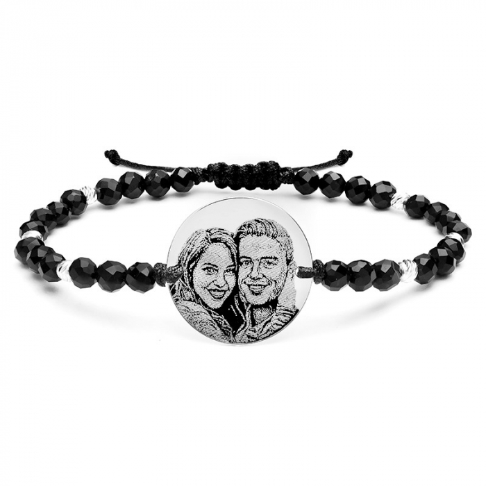 Bratara dama personalizata cu poza, mix onix Argint (17 mm) [2]