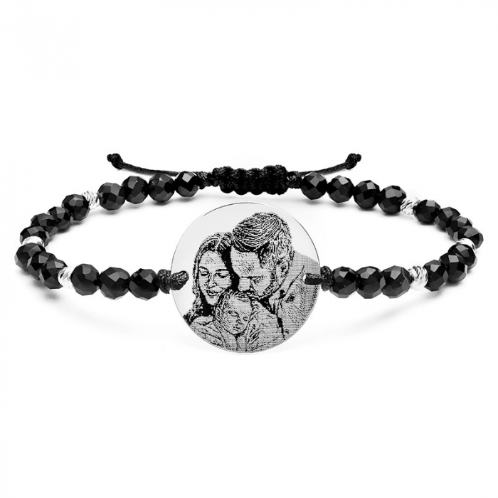 Bratara dama personalizata cu poza, mix onix Argint (17 mm) [3]