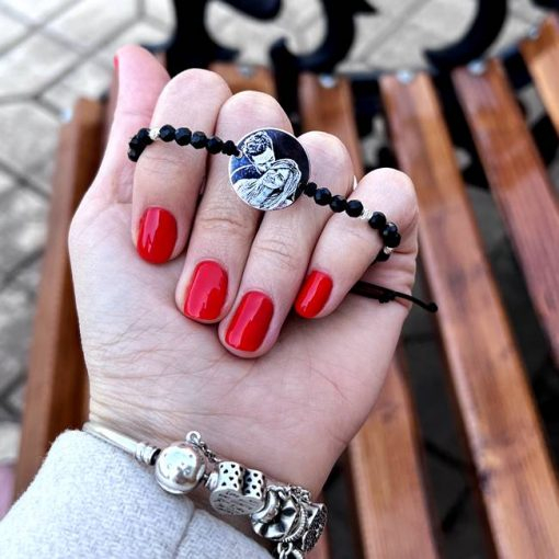 Bratara dama personalizata cu poza, mix onix Argint (17 mm) [5]