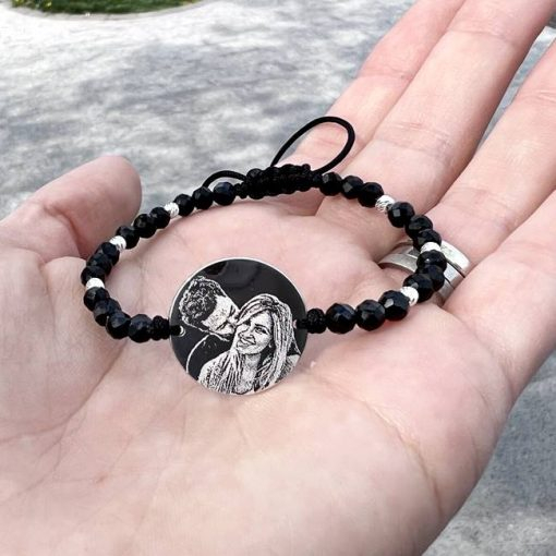 Bratara dama personalizata cu poza, mix onix Argint (17 mm) [6]