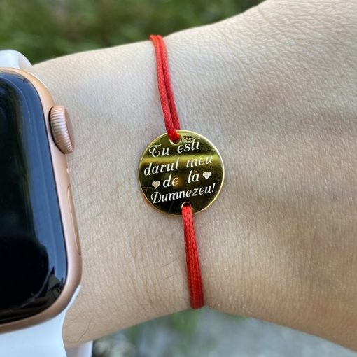 Bratara Argint snur si banut 14.5 mm personalizata cu mesaj [4]
