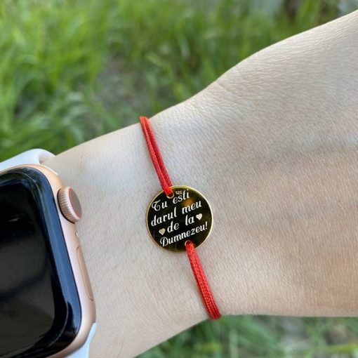 Bratara Argint snur si banut 14.5 mm personalizata cu mesaj [2]