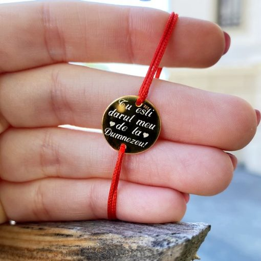 Bratara Argint snur si banut 14.5 mm personalizata cu mesaj [3]